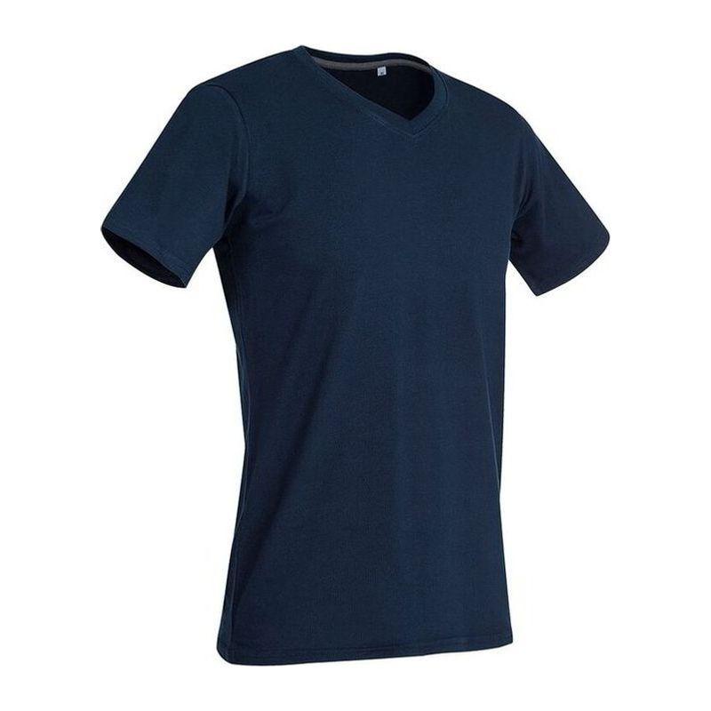 Tricou mânecă scurtă cu guler în V Clive Albastru