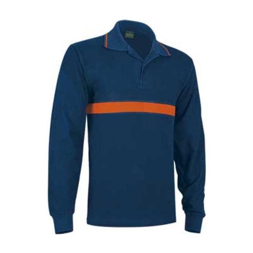 Tricou Polo cu mânecă lungă Servet Orion Navy Blue - Party Orange
