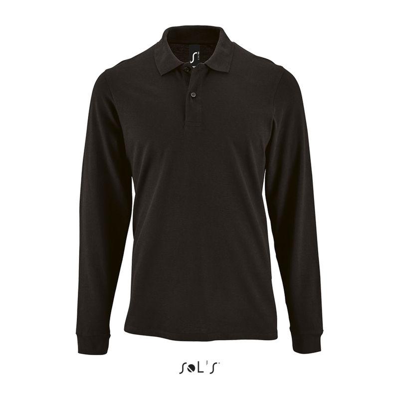 Tricou polo cu mânencă lungă pentru bărbați Sol's Perfect  Negru XL