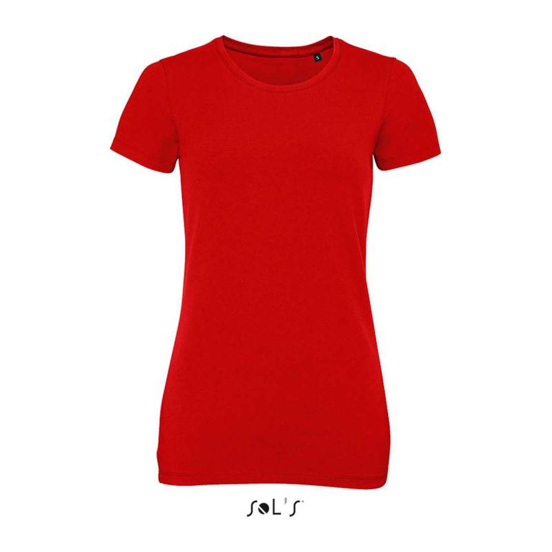 Tricou cu guler rotund pentru femei Sol's Millenium Rosu XXL