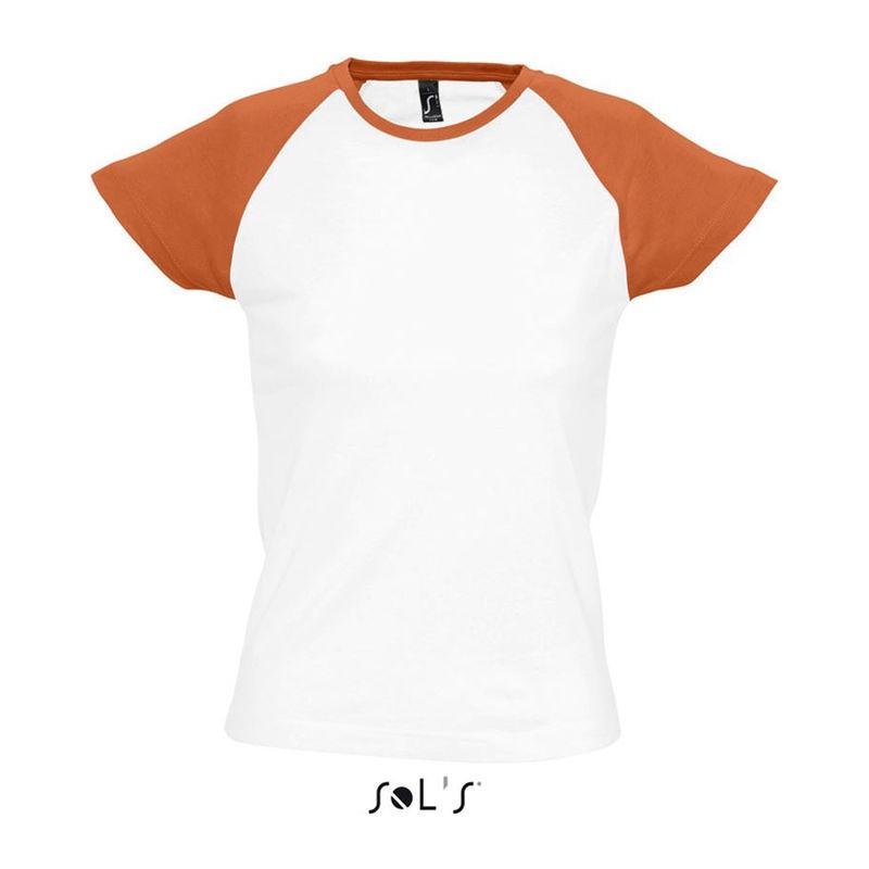 Tricou în două culori cu mâneci raglan pentru femei Sol's Milky White/Orange