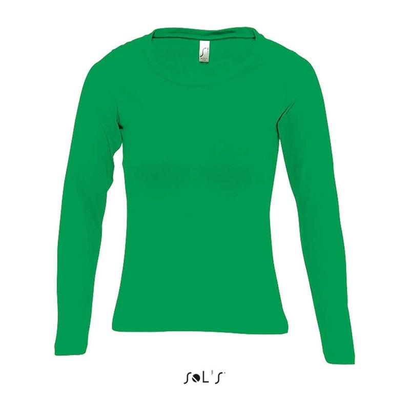 Tricou cu guler rotund și mânecă lungă pentru femei Sol's Majestic Verde XXL