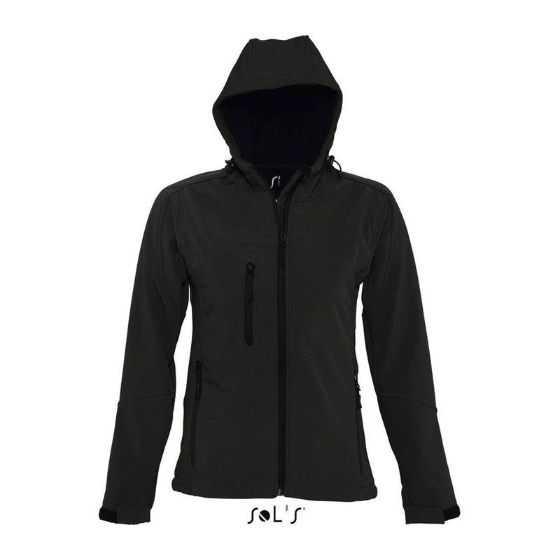 Jachetă softshell cu glugă pentru femei Sol's Replay Negru XL
