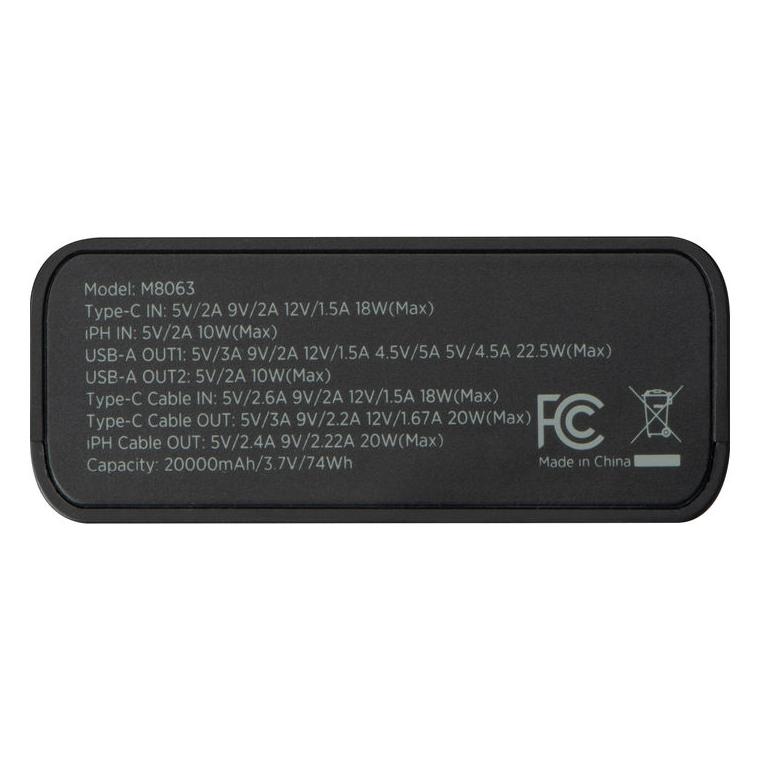 Powerbank MoLu Marbella, 20.000 mAh Negru