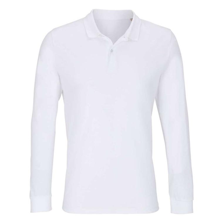 Tricou Polo cu mânecă lungă unisex Sol's Planet Lsl  Alb