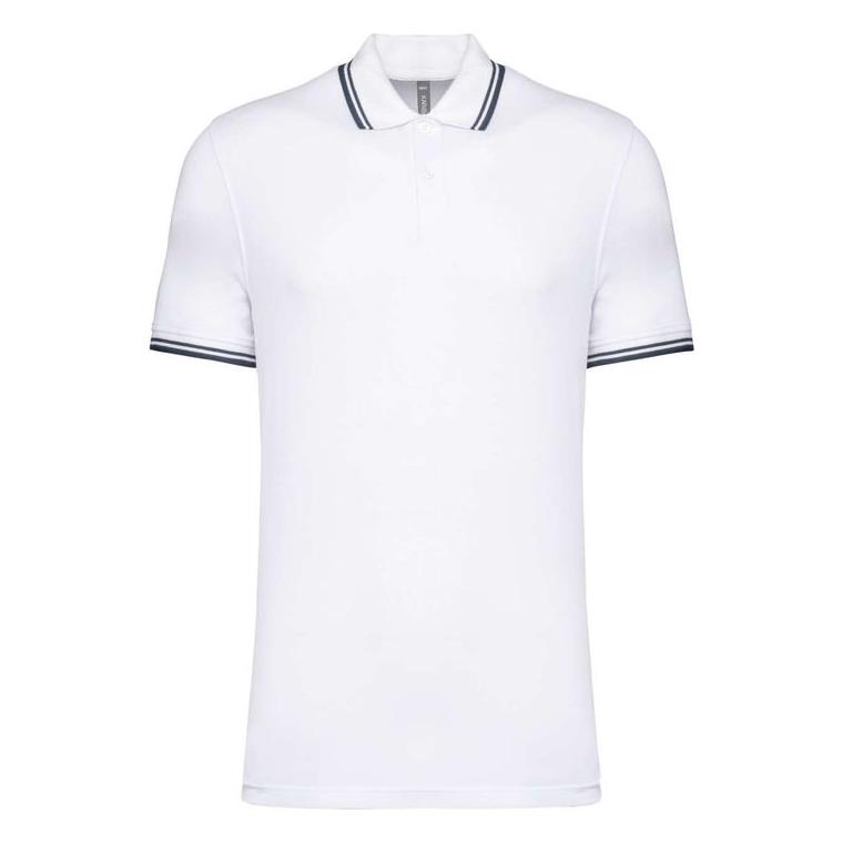 Tricou Polo cu două dungi pentru bărbați Alb