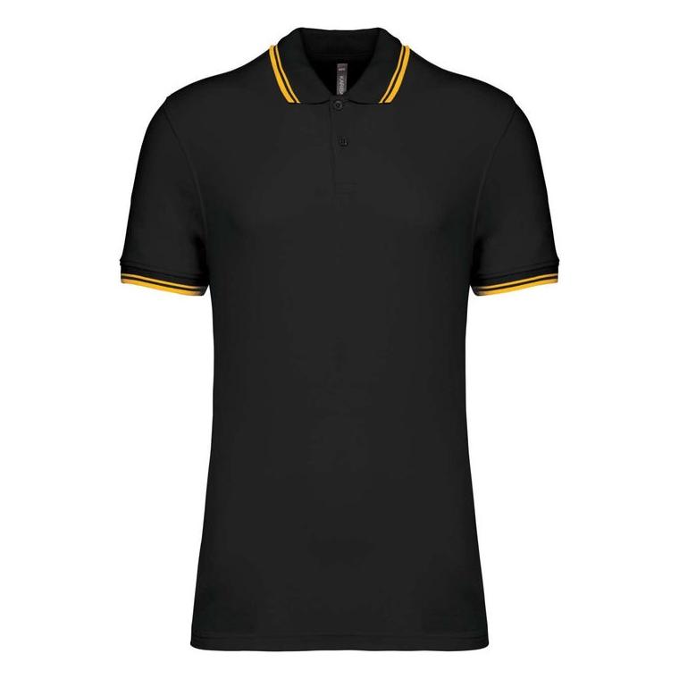 Tricou Polo cu două dungi pentru bărbați Black/Yellow