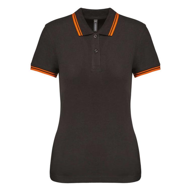 Tricou Polo cu două dungi pentru femei  Dark Grey/Black