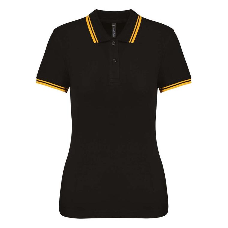 Tricou Polo cu două dungi pentru femei  Black/Yellow