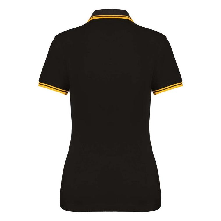 Tricou Polo cu două dungi pentru femei  Black/Yellow M