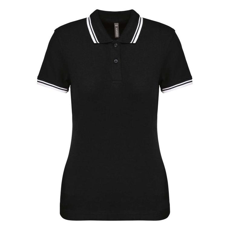 Tricou Polo cu două dungi pentru femei  Negru