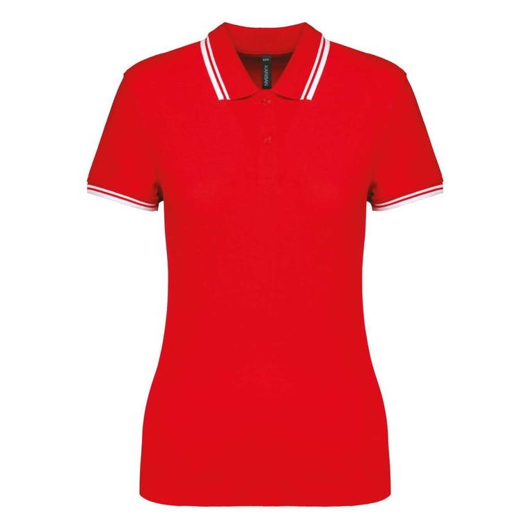 Tricou Polo cu două dungi pentru femei  Rosu