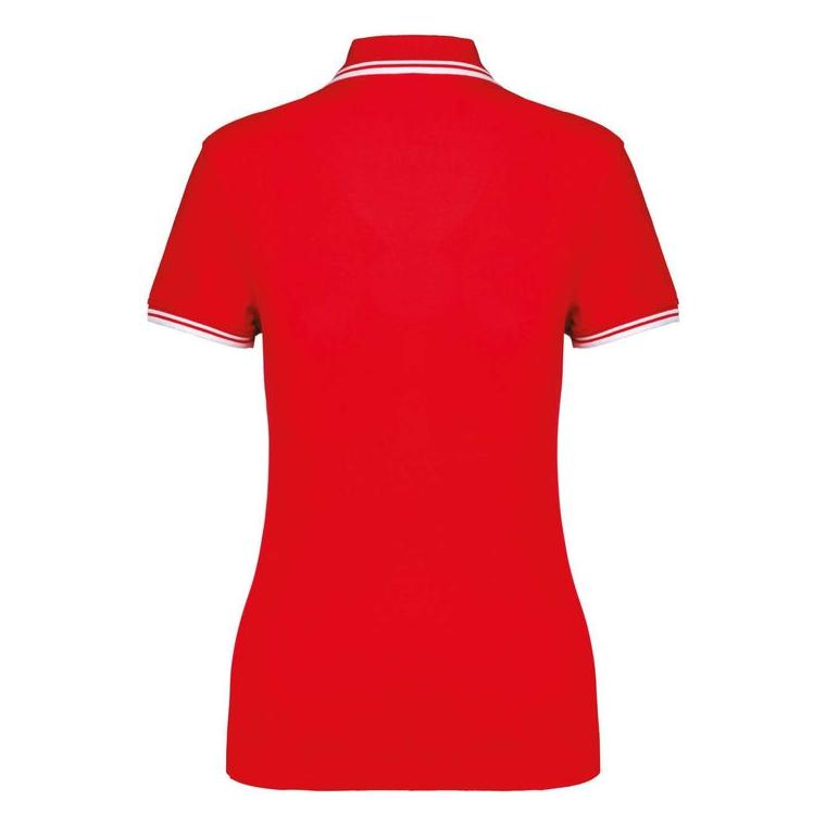 Tricou Polo cu două dungi pentru femei  Rosu M