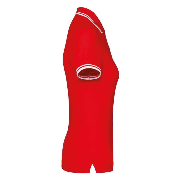 Tricou Polo cu două dungi pentru femei  Rosu M