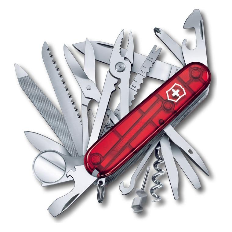 Briceag multifuncțional transparent Victorinox SWISSCHAMP  Roșu