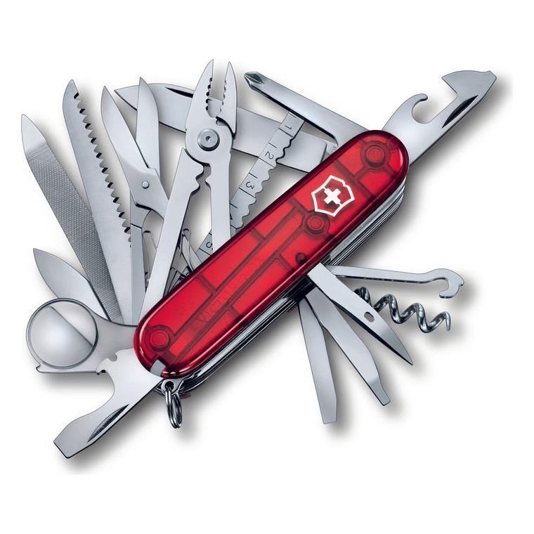 Briceag multifuncțional transparent Victorinox SWISSCHAMP  Roșu