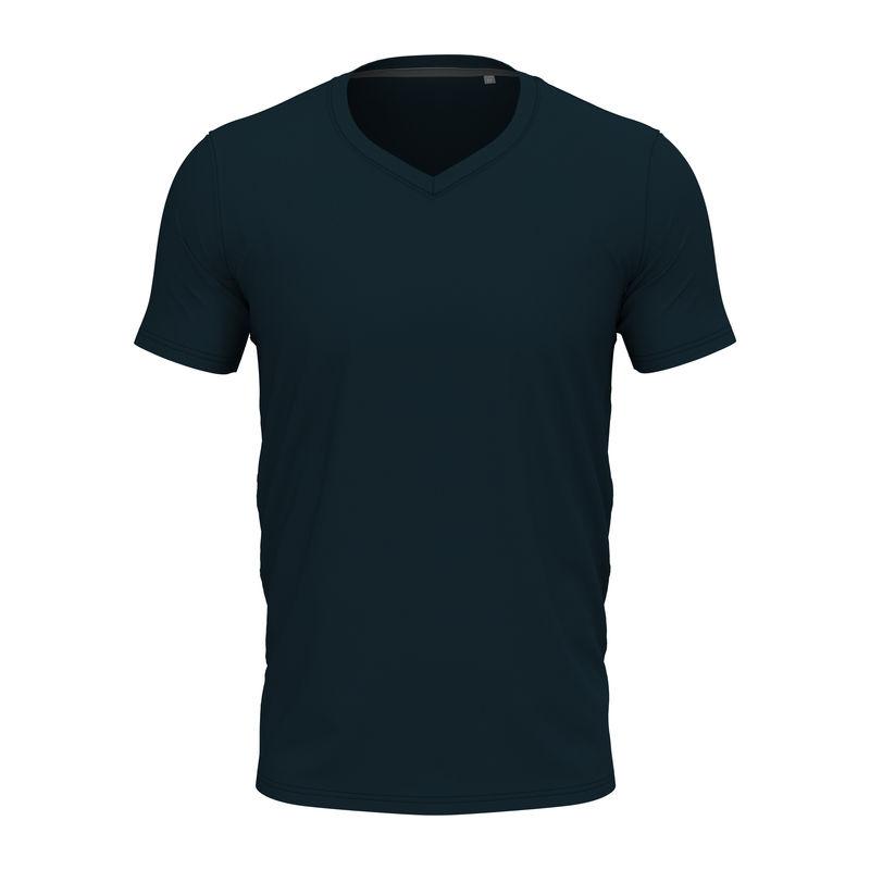 Tricou Unisex Stretch-T cu guler în V Albastru L