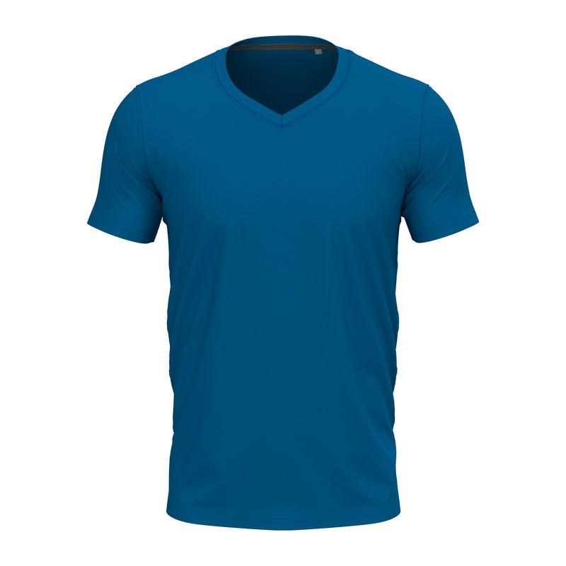 Tricou Unisex Stretch-T cu guler în V Albastru L