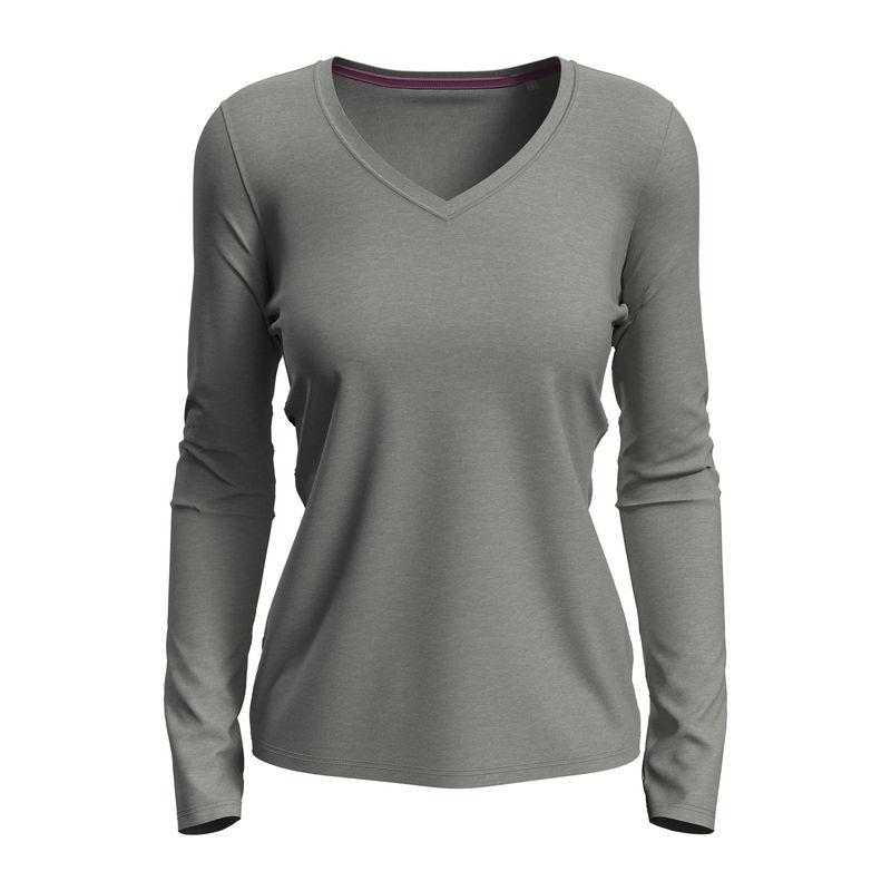 Tricou damă Stretch-T cu mânecă lungă Gri XL