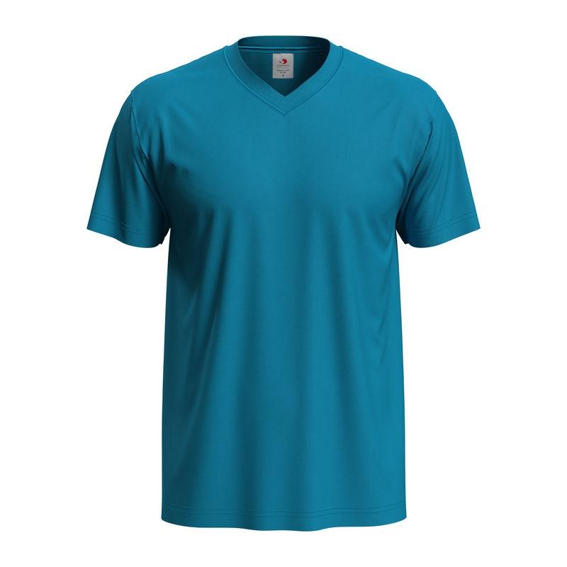 Tricou Unisex Classic-T cu guler în V Ocean Blue M