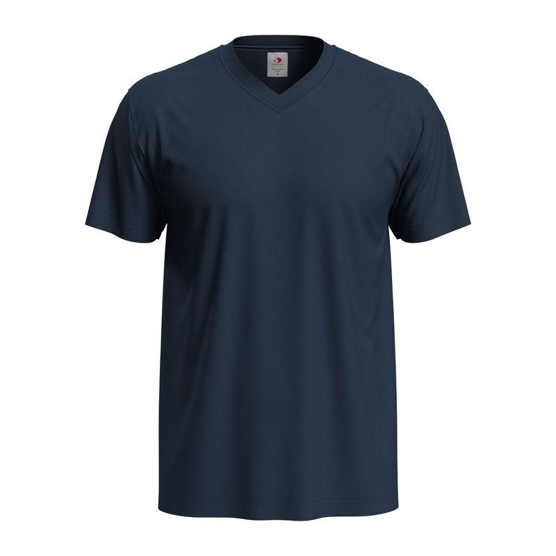 Tricou Unisex Classic-T cu guler în V Blue Midnight M