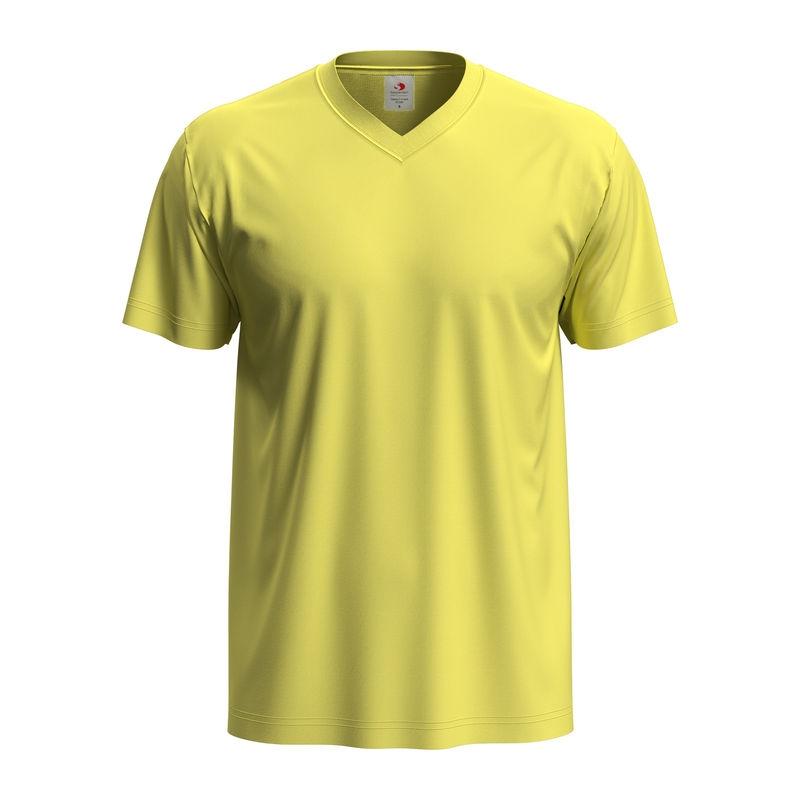 Tricou Unisex Classic-T cu guler în V Galben M