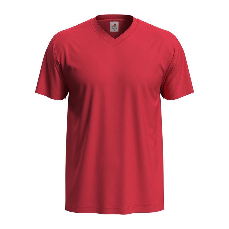 Tricou Unisex Classic-T cu guler în V Rosu M