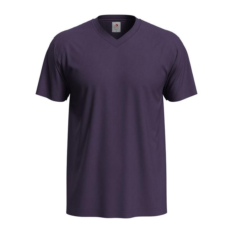 Tricou Unisex Classic-T cu guler în V Mov M