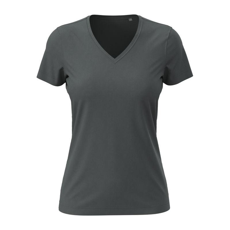 Tricou damă Classic-T cu guler în V Gri XS