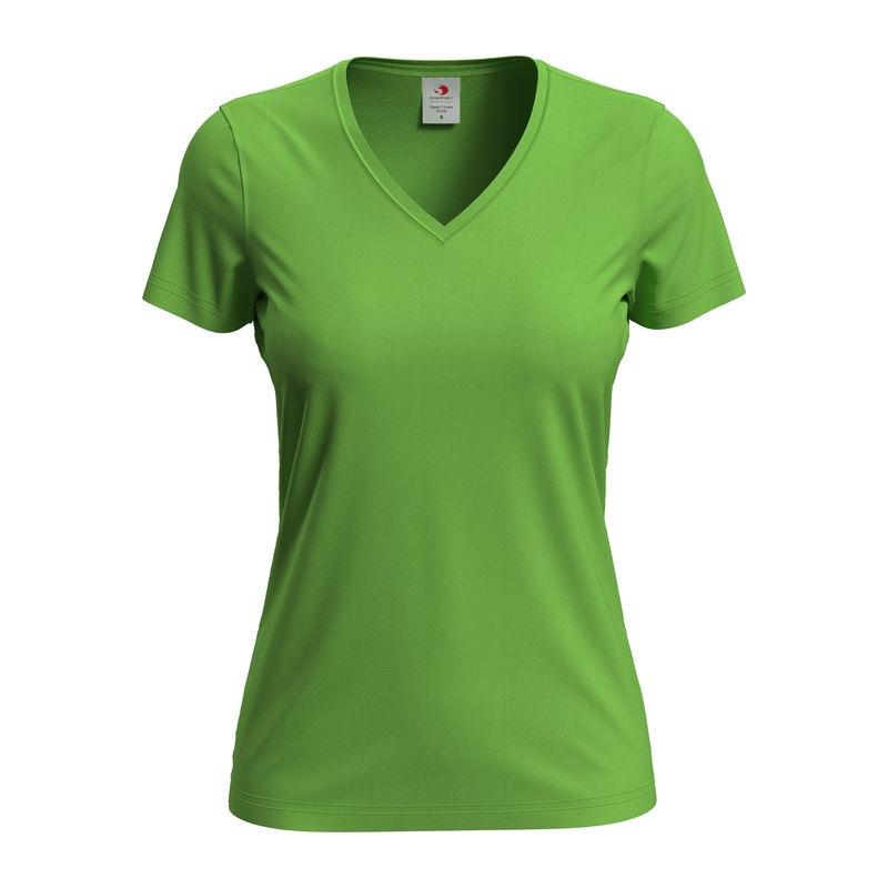 Tricou damă Classic-T cu guler în V Kiwi Green S