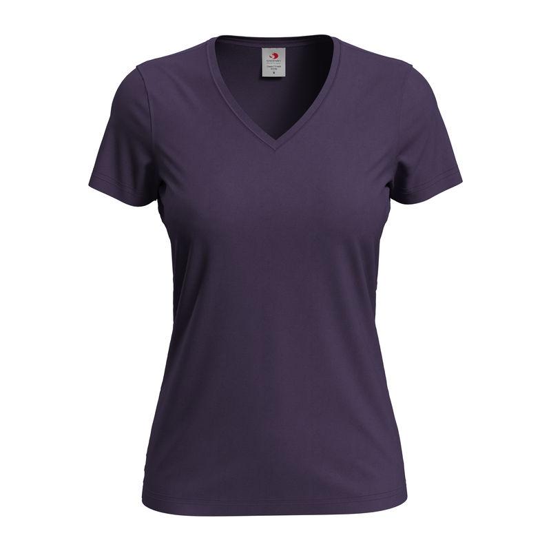 Tricou damă Classic-T cu guler în V Mov S