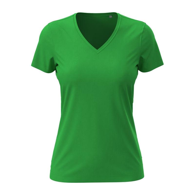 Tricou damă Classic-T cu guler în V VERDE KELLY XS