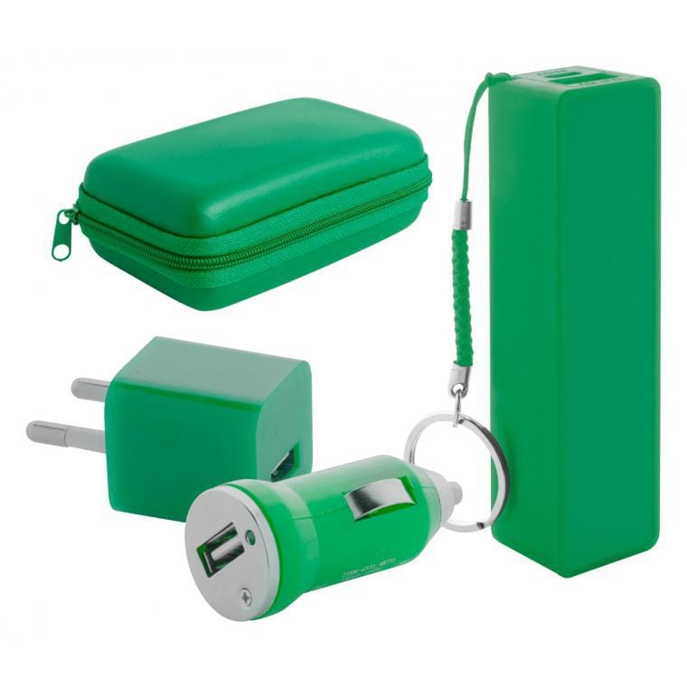 Set baterie externă și încărcător USB Rebex Verde