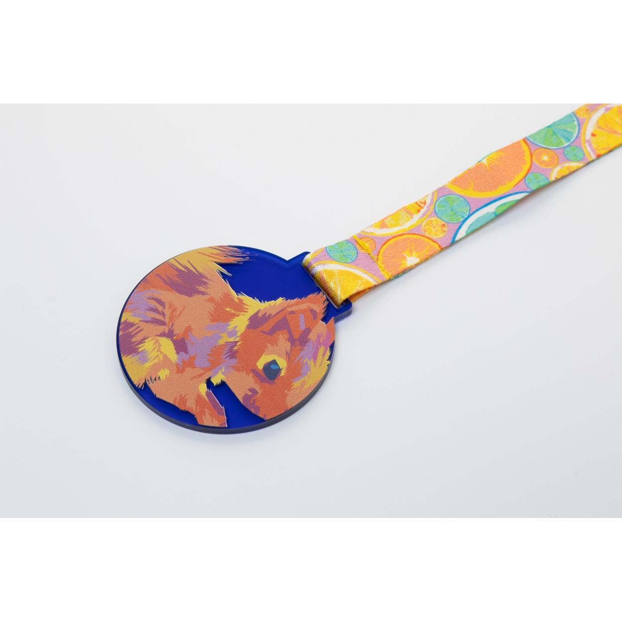 Medalie personalizată Subdal Colour albastru transparent