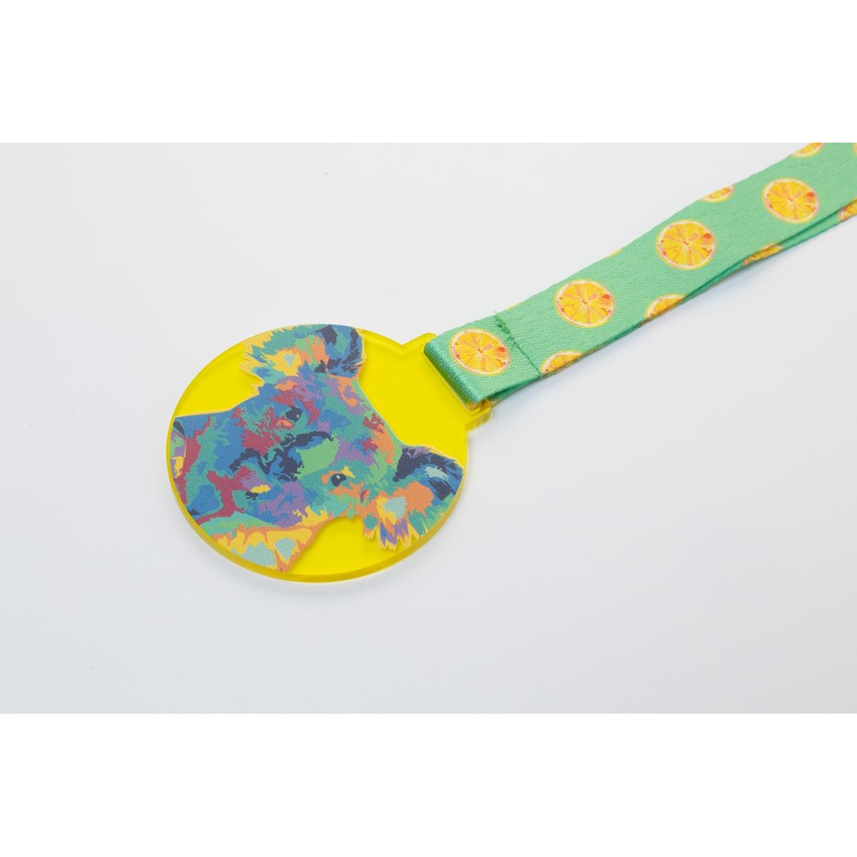 Medalie personalizată Subdal Colour galben transparent