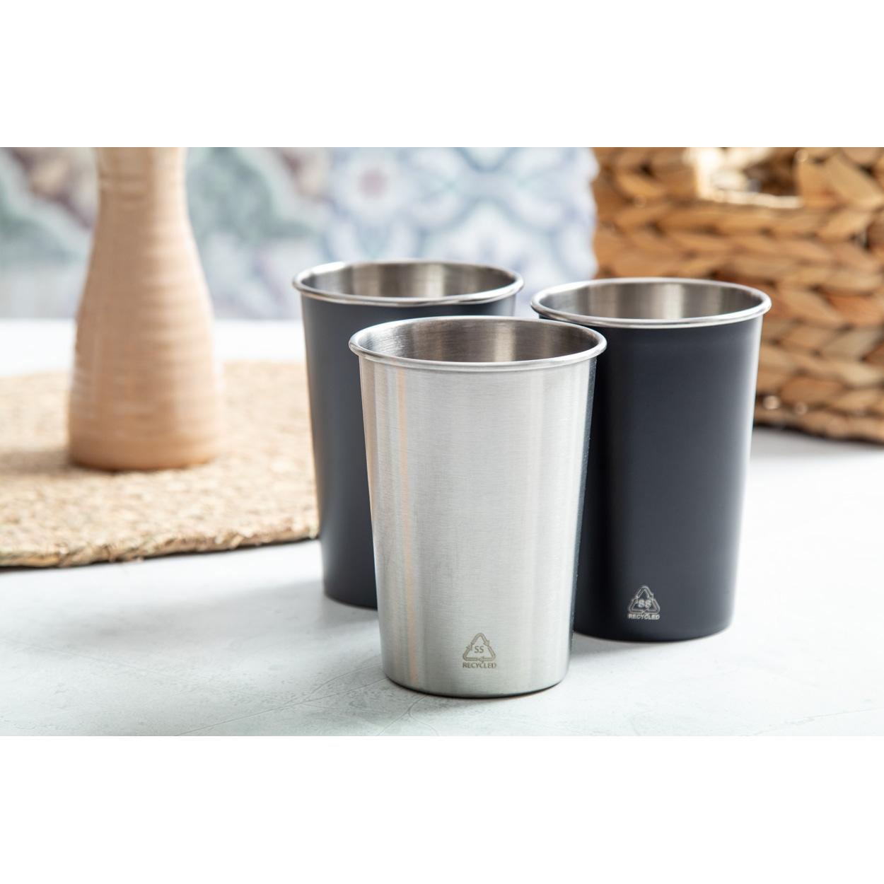 Pahar din oțel inoxidabil reciclat Redisha Mono argintiu