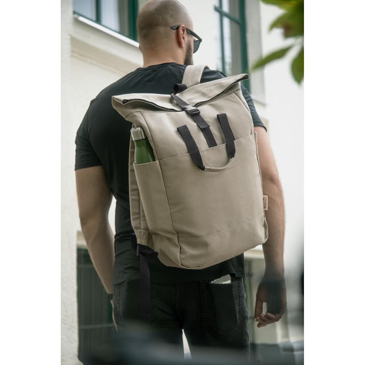 Rucsac din pânză reciclat Rebyss Roll natural