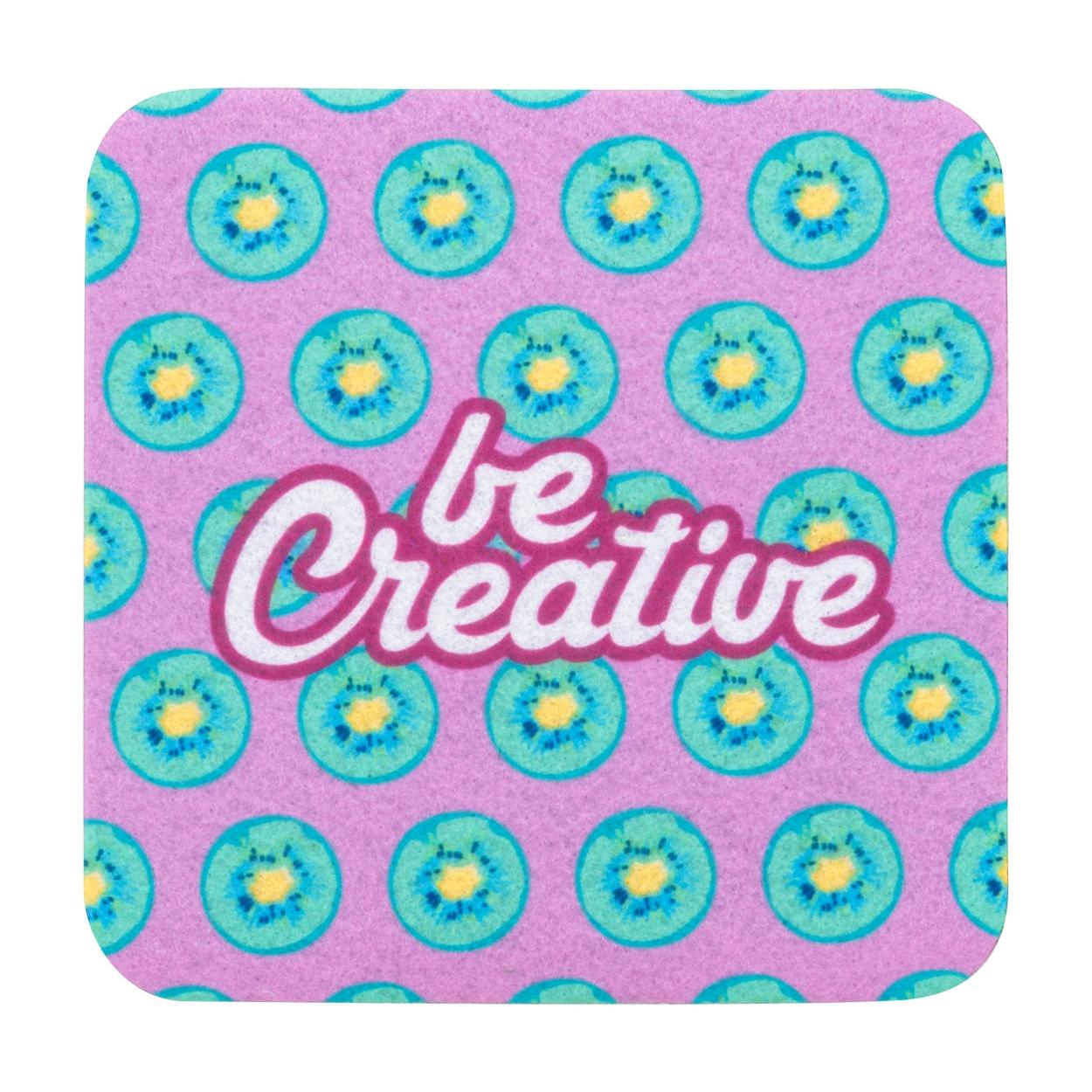 Coaster din fetru, RPET, cerc CreaFelt Drink Plus Alb