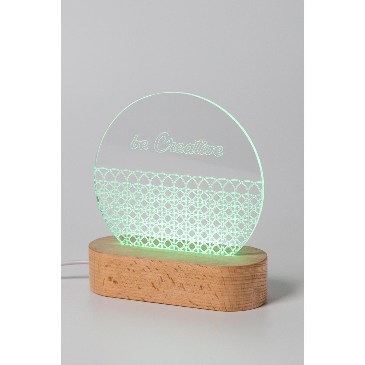 Trofeu cu lumină LED Woodify natural transparent
