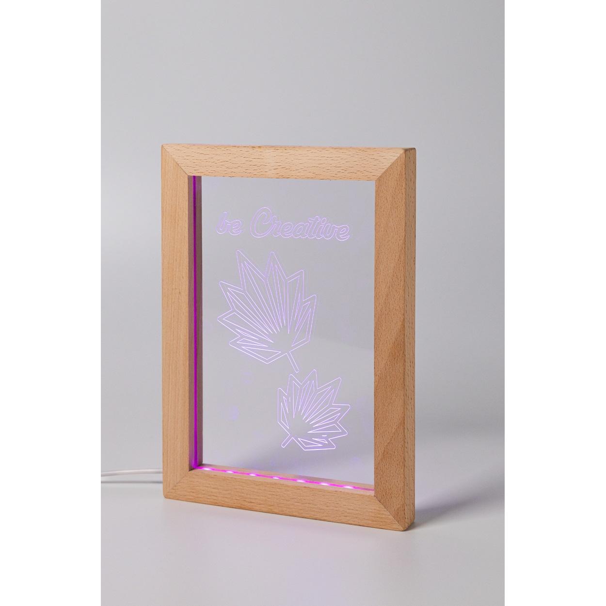 Trofeu cu lumină LED Woodiframe natural transparent