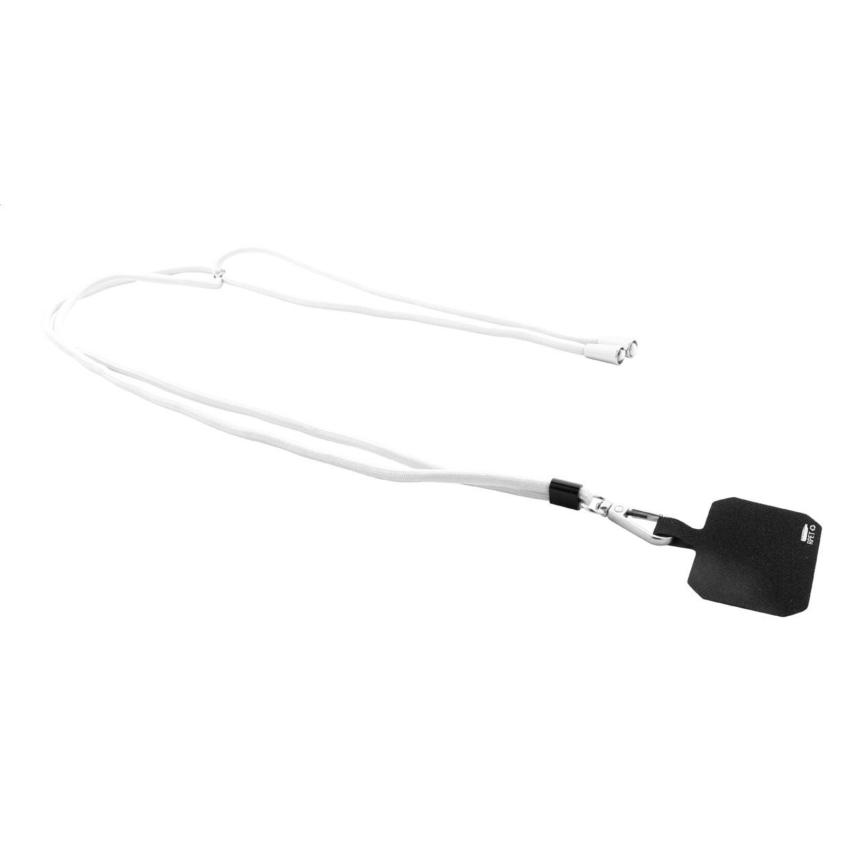 Lanyard RPET pentru telefon mobil Corphon Alb