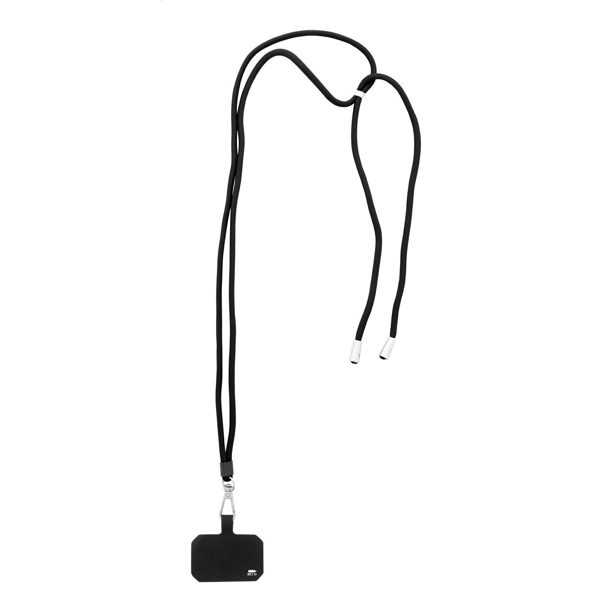 Lanyard RPET pentru telefon mobil Corphon Negru