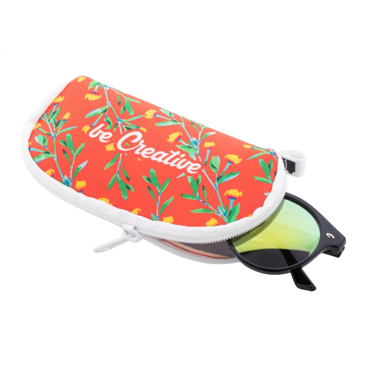 Husă personalizată pentru ochelari de soare din RPET PrintSun Zip Alb