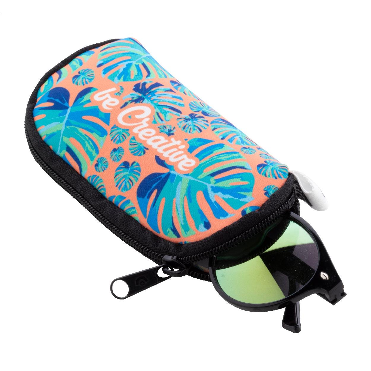 Husă personalizată pentru ochelari de soare din RPET PrintSun Zip Negru