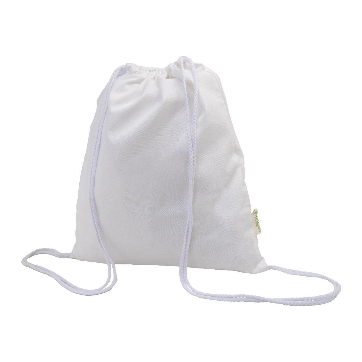 Rucsac cu șnur din bumbac reciclat Dropex Alb