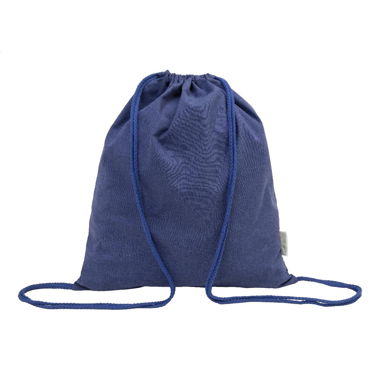 Rucsac cu șnur din bumbac reciclat Dropex Albastru
