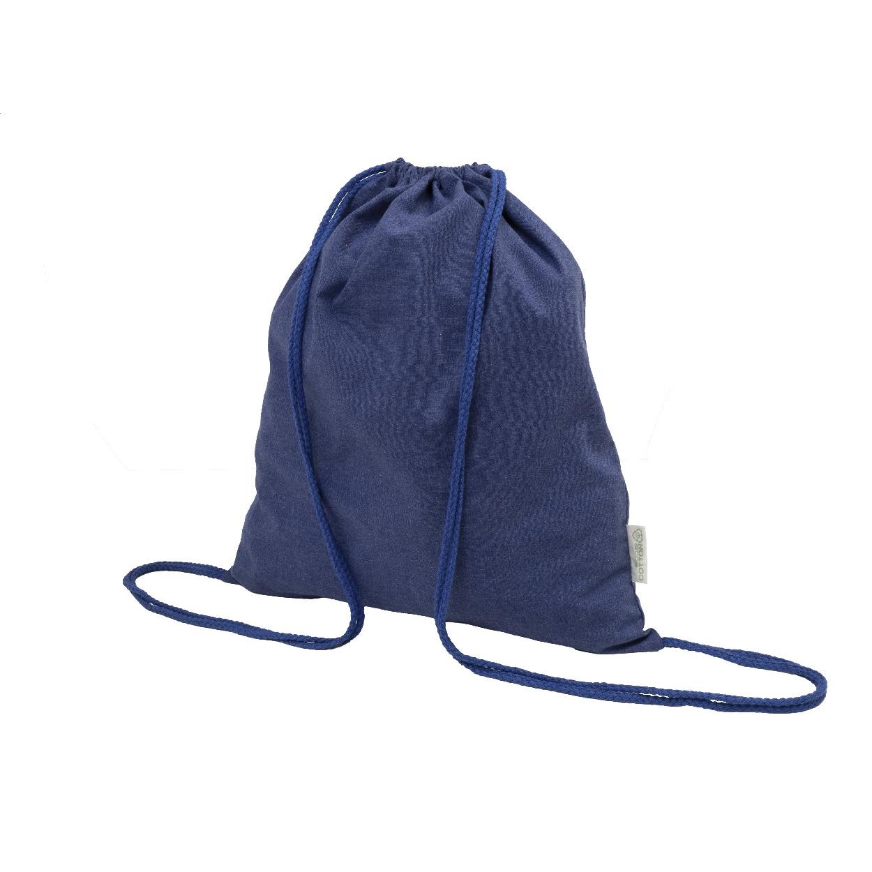 Rucsac cu șnur din bumbac reciclat Dropex Albastru