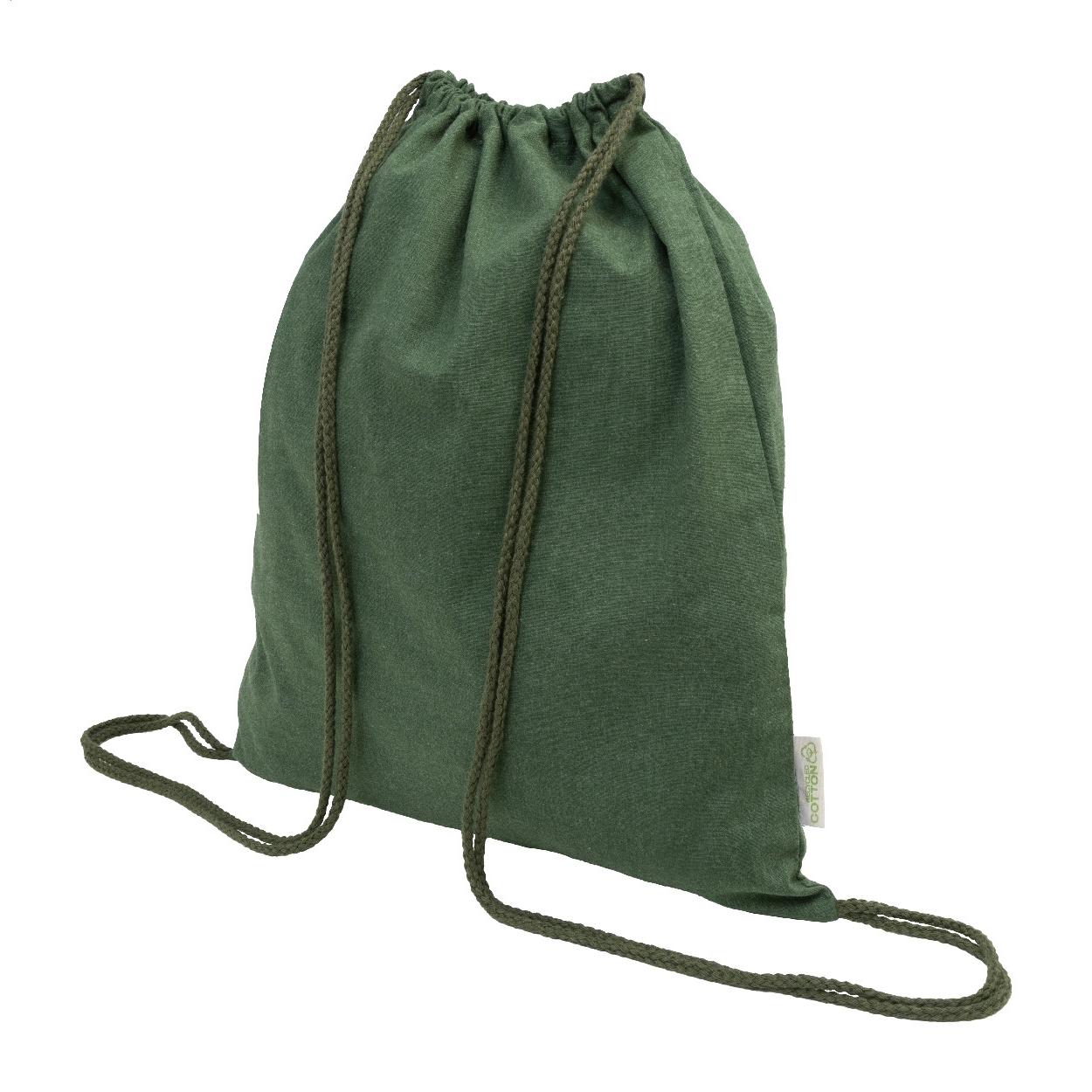 Rucsac cu șnur din bumbac reciclat Dropex Verde