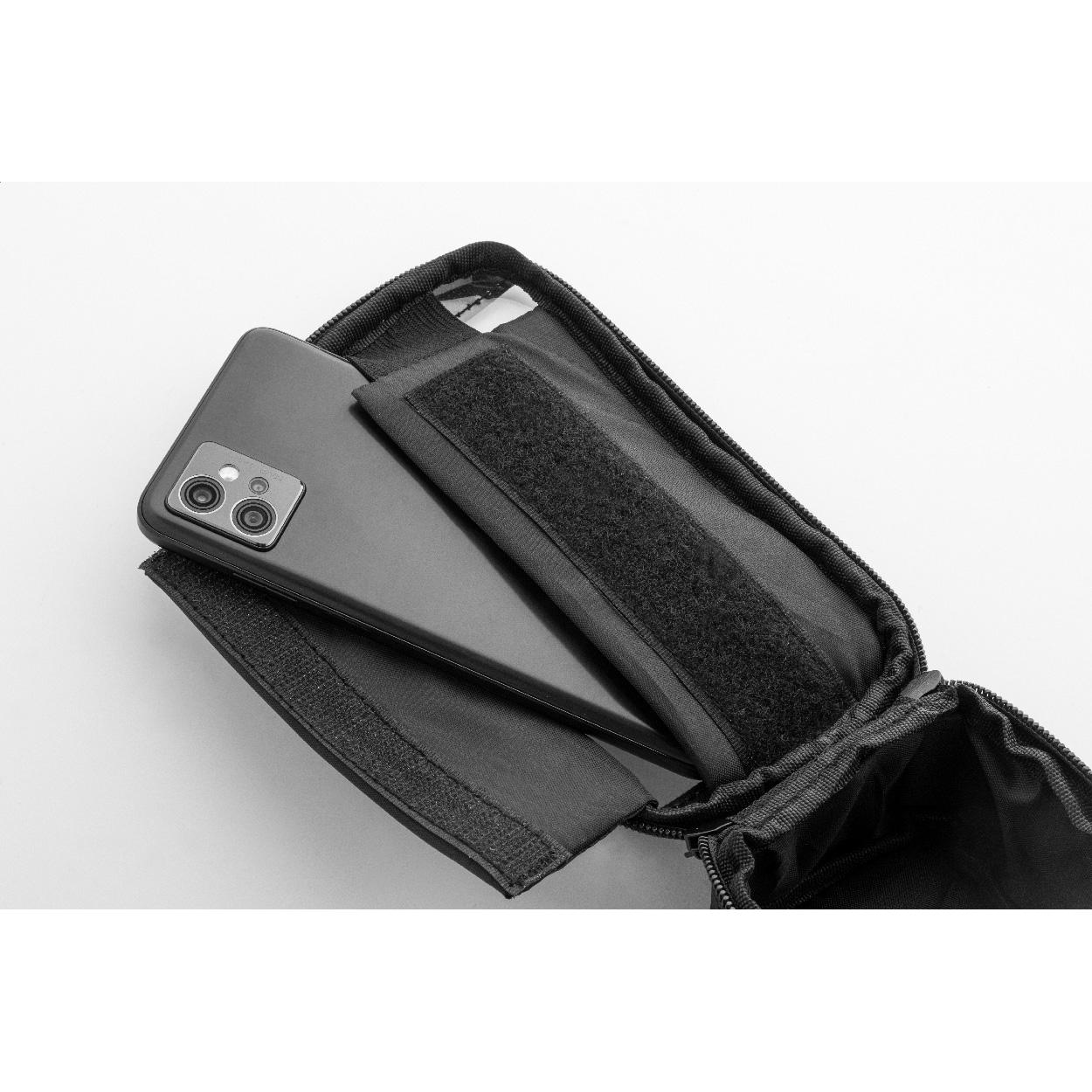 Geantă de bicicletă cu suport pentru telefon mobil, RPET Velofon Negru