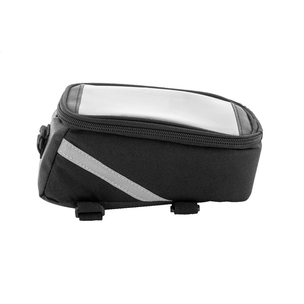 Geantă de bicicletă cu suport pentru telefon mobil, RPET Velofon Negru